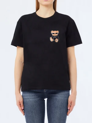 Liu Jo T-shirt With Embroidery And Rhinestones czarny