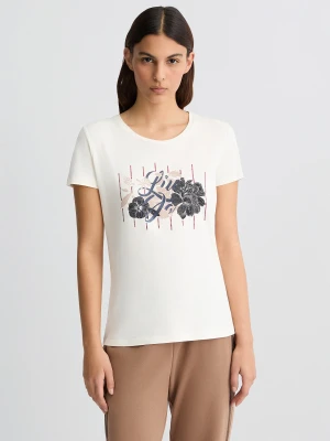 Liu Jo T-shirt With Floral Logo And Rhinestones LIUJO