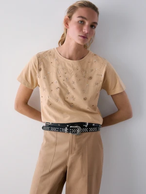 Zdjęcie produktu Liu Jo T-shirt With Jewel Embroidery beżowy