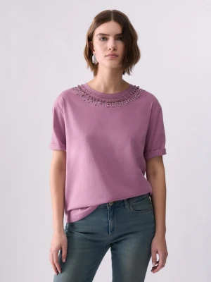 Zdjęcie produktu Liu Jo T-shirt With Jewel Embroidery różowy