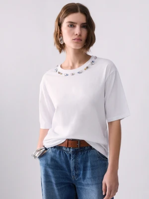 Zdjęcie produktu Liu Jo T-shirt With Jewel Embroidery biały