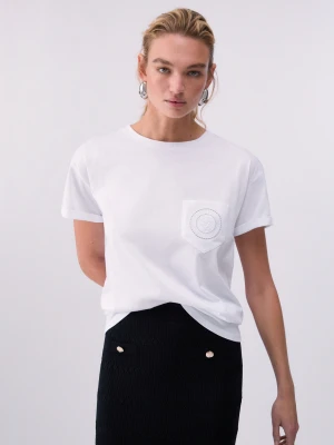 Zdjęcie produktu Liu Jo T-shirt With Jewelled Pocket biały