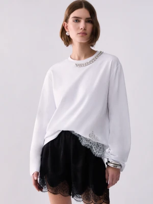 Liu Jo T-shirt With Lace And Jewel Embellishments Optical White