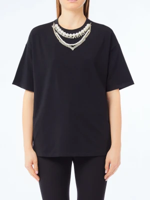 Liu Jo T-shirt With Pearls And Rhinestones czarny