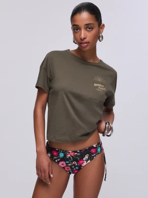 Liu Jo T-shirt With Pocket Khaki Green
