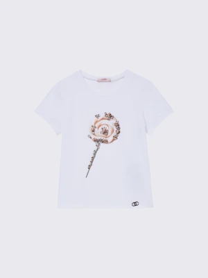 Liu Jo T-shirt With Print And Precious Stones LIUJO