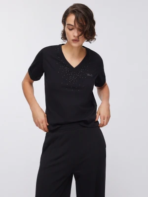 Liu Jo T-shirt With Rhinestones czarny