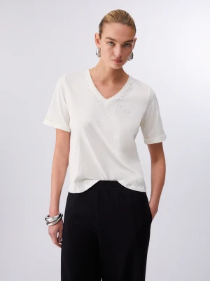 Zdjęcie produktu Liu Jo T-shirt With Rhinestones Milky White