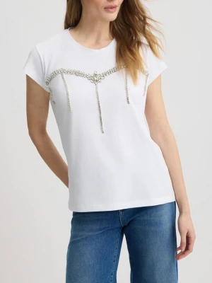 Liu Jo T-shirt With Rhinestones biały