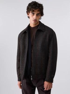 Liu Jo Tartan Jacket In Wool Blend brązowy