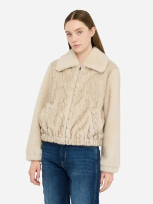 Liu Jo Teddy Bomber Jacket With Cable Knit Detailing LIUJO