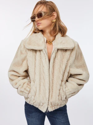 Liu Jo Teddy Bomber Jacket With Cable Knit Detailing LIUJO