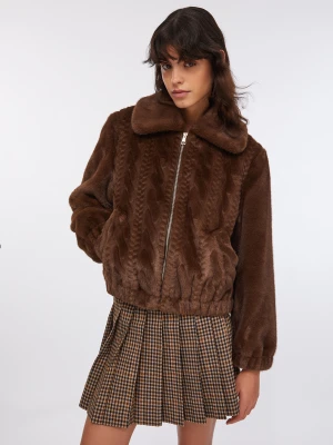 Liu Jo Teddy Bomber Jacket With Cable Knit Detailing LIUJO