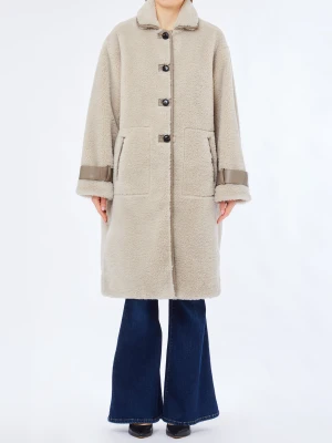 Liu Jo Teddy Fabric Coat Dark Beige