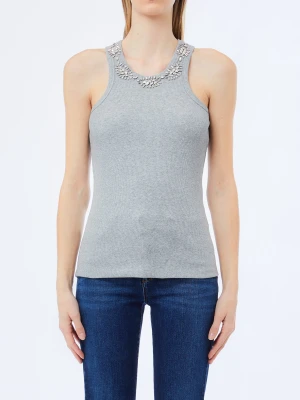 Liu Jo Top With Bejewelled Appliqués szary