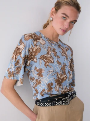 Liu Jo Top With Print Floral Light Blue