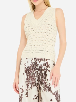 Liu Jo Top With Printed Twill Details beżowy