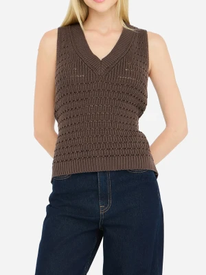 Liu Jo Top With Printed Twill Details Dark Brown