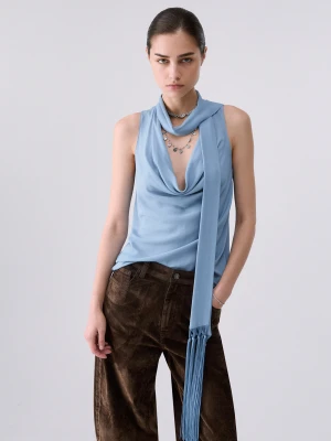 Liu Jo Top With Scarf Light Blue