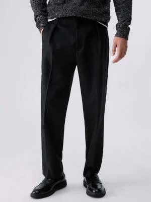 Liu Jo Trousers Relaxed Fit In A Wool Blend czarny