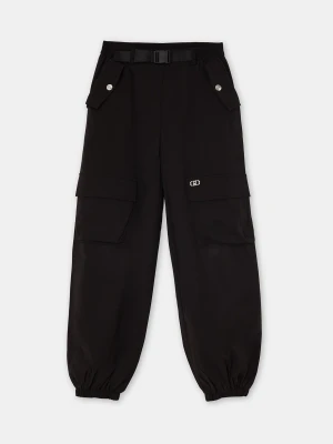 Liu Jo Trousers Wide In Fabric Tecnico czarny