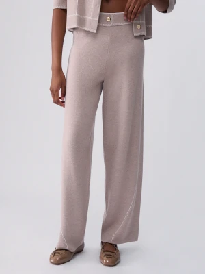 Liu Jo Trousers With Cuciture A Contrasto beżowy
