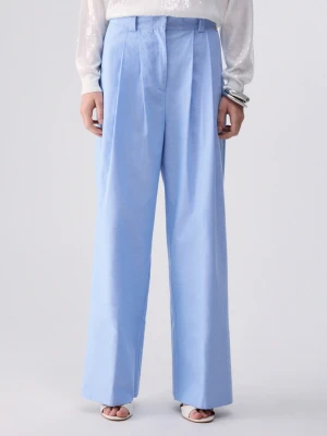 Liu Jo Trousers With Gingham Turn-ups Light Blue