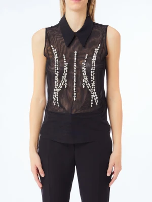 Liu Jo Tulle Top With Gemstones czarny