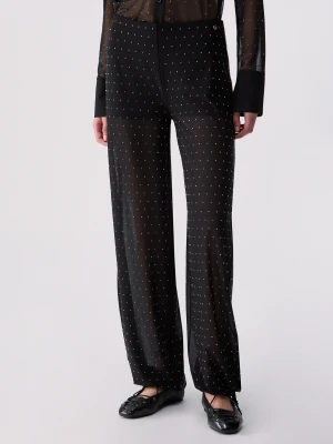 Liu Jo Tulle Trousers With Jewel Embroidery czarny