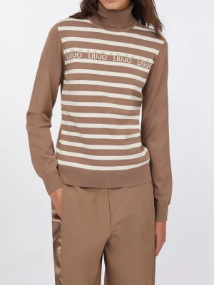 Liu Jo Turtleneck Sweater Striped Chocolate