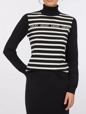 Liu Jo Turtleneck Sweater Striped czarny