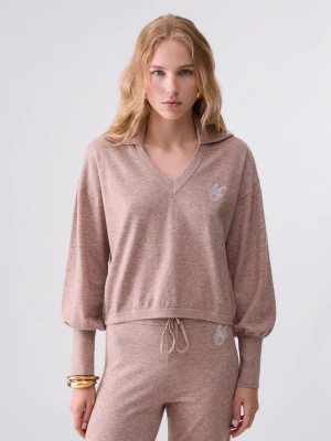 Liu Jo Knit With V-neck beżowy