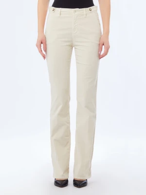 Liu Jo Velvet Bootcut Trousers Light Beige