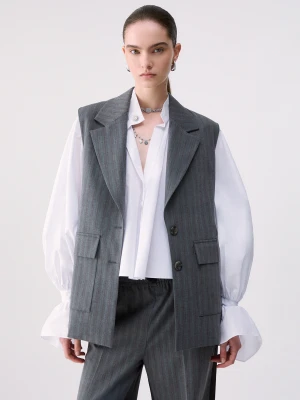 Liu Jo Vest With Pleated Dark Grey
