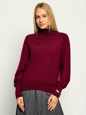 Liu Jo Wełniany golf + bransoleta | Regular Fit bordowy