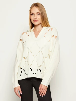 Liu Jo Wełniany sweter 2w1 | Relaxed fit