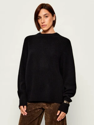 Liu Jo Wełniany sweter + bransoleta | Relaxed fit | z dodatkiem kaszmiru czarny