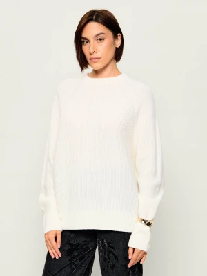 Liu Jo Wełniany sweter + bransoletka | Relaxed fit | z dodatkiem kaszmiru biały