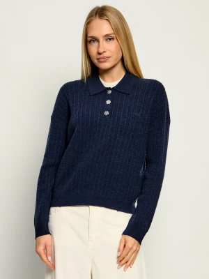 Liu Jo Wełniany sweter | Regular Fit granatowy