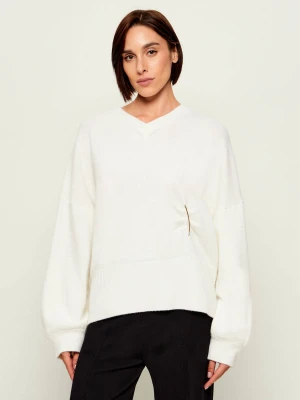 Liu Jo Wełniany sweter | Relaxed fit | z dodatkiem kaszmiru biały