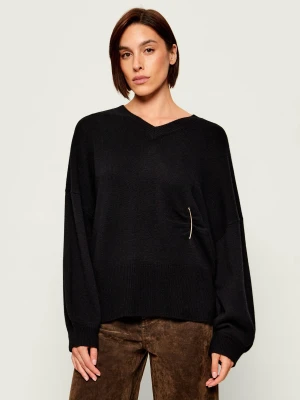 Liu Jo Wełniany sweter | Relaxed fit | z dodatkiem kaszmiru czarny