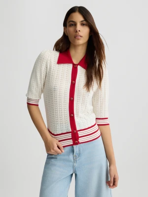 Liu Jo White And Red Knit Cardigan LIUJO