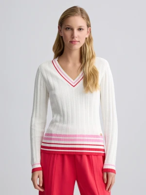 Liu Jo White Jumper With Colourful Stripes LIUJO