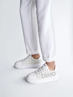 Liu Jo White Sneakers With Bejewelled Logo LIUJO