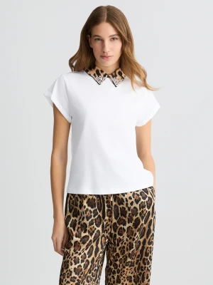 Liu Jo White T-shirt With Bejewelled Embellishment LIUJO