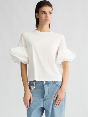 Liu Jo White T-shirt With Flounced Detailing LIUJO