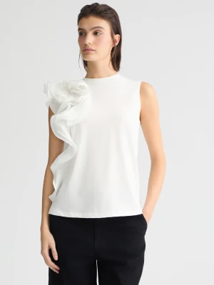 Liu Jo White T-shirt With Flounced Detailing LIUJO