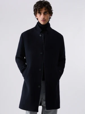 Liu Jo Wool And Cashmere Coat Dark Blue