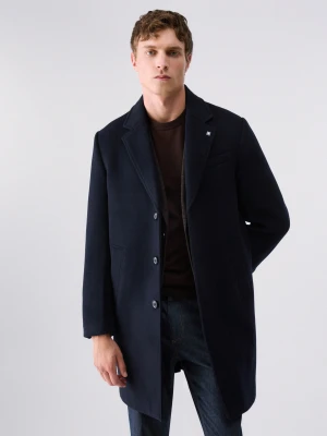 Liu Jo Wool And Cashmere Coat Dark Blue