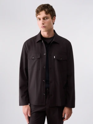 Liu Jo Wool Blend Overshirt Jacket brązowy